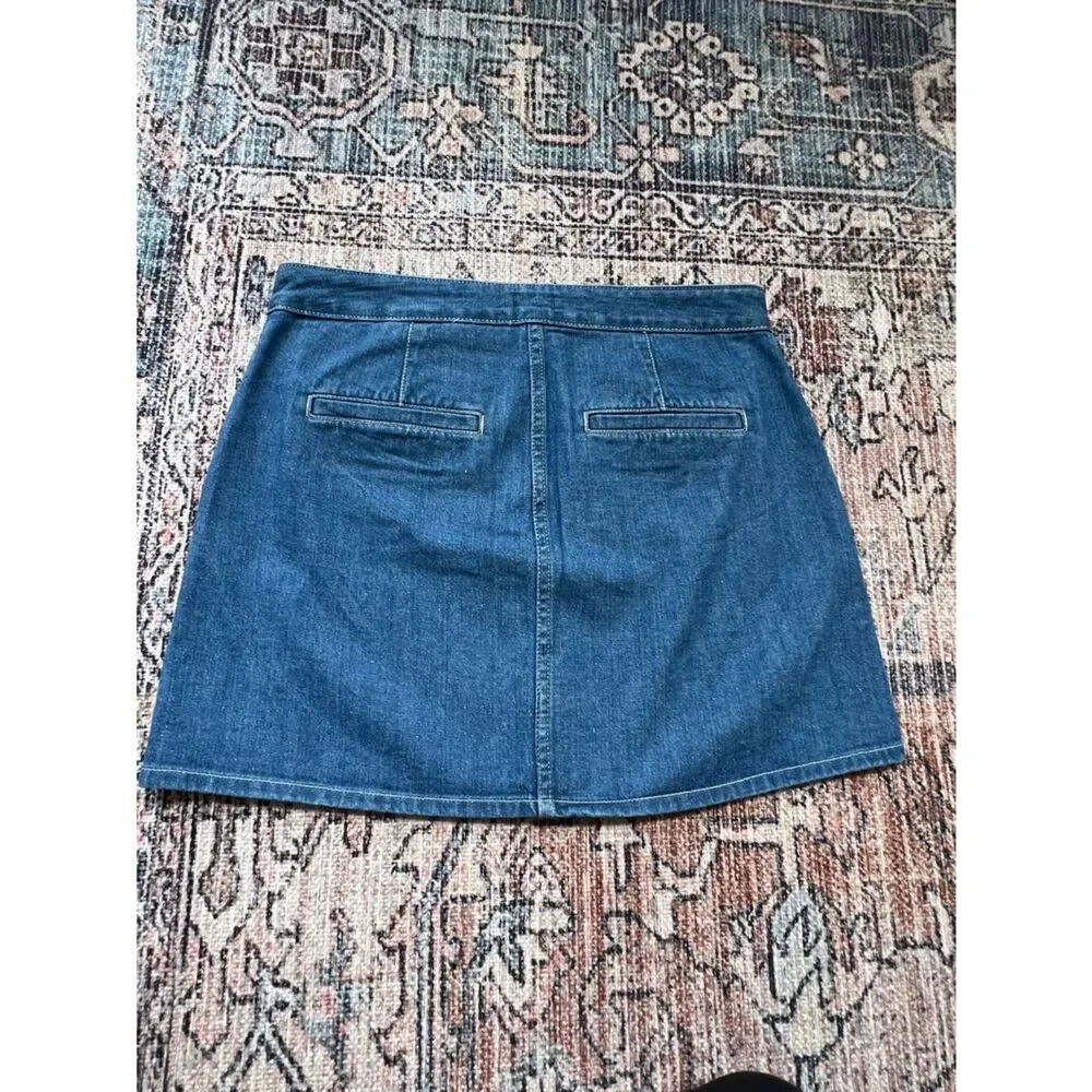 J. Crew Button-Front Denim Mini Skirt Blue Size Small